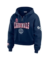 Wear by Erin Andrews Women's Navy St. Louis Cardinals Patch Quarter-Zip Hoodie