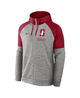 Nike Men's Heather Gray Stanford Cardinal Fitness Raglan Performance Full-Zip Hoodie