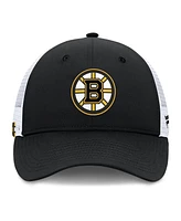 Fanatics Men's Black/White Boston Bruins Authentic Pro Simple Rink Trucker Adjustable Hat