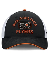 Fanatics Men's Black/White Philadelphia Flyers Authentic Pro Rink Trucker Hat