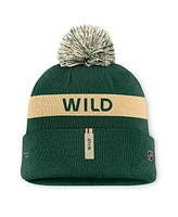 Fanatics Women's Green/Cream Minnesota Wild Authentic Pro Rink Cuffed Knit Hat with Pom