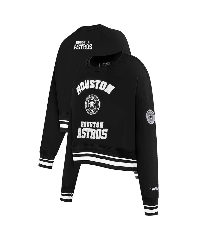 Pro Standard Women's Black Houston Astros Cultivated Pearl Cropped Pullover Sweatshirt