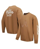 Pro Standard Men's Brown Atlanta Braves Paint The City Dropped Shoulder Pullover Sweatshirt