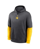 Jordan Men's Anthracite/Maize Michigan Wolverines 2024 Sideline Club Pullover Hoodie