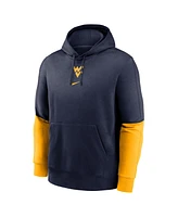 Nike Men's Navy/Gold West Virginia Mountaineers 2024 Sideline Club Pullover Hoodie