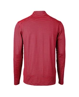 Cutter & Buck Men's Red/Navy Philadelphia Phillies Virtue Pique Micro Stripe Quarter-Zip Pullover Top