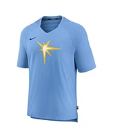 Nike Men's Light Blue Tampa Bay Rays Authentic Collection Pregame Raglan Performance V-Neck T-Shirt