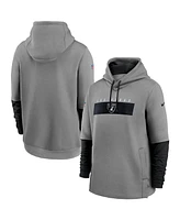 Nike Men's Heathered Gray/Black Las Vegas Raiders Sideline Playbook Performance Pullover Hoodie