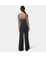 Bebe Women's Palazzo Leg Jumpsuit With Studded Pearl Top