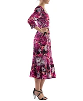 Donna Ricco Women's Floral-Print Flounce-Hem Midi Dress