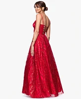Blondie Nites Juniors' Sequinned Glitter Corset Ball Gown