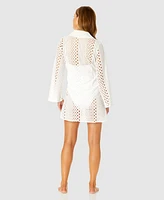 Ibiza Anne Cole Women's Long Sleeve Open Tie Cover-Up Dress