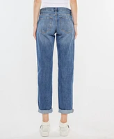 Kancan Women's Paint Effect Mid Rise Boyfriend Jeans