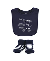 Hudson Baby Boys Unisex Cotton Bib and Sock Set