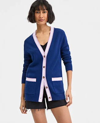 On 34th Women's Tipped Boyfriend Cardigan, Exclusively at Macy's