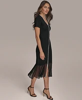 Donna Karan New York Women's Mixed-Media Midi Dress