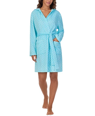 Cuddl Dud Women's Short Long-Sleeve Hooded Wrap Robe
