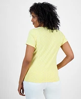 Style & Co Women's Printed Short-Sleeve Henley T-Shirt, Exclusively at Macy's