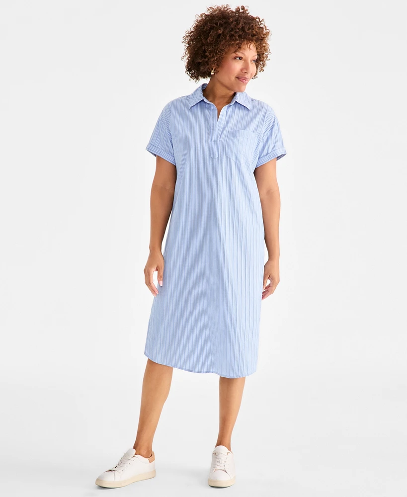 Style & Co Women's Cotton Printed Popover Shirtdress, Exclusively at Macy's