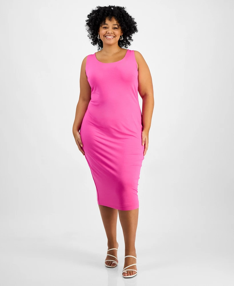 Bar Iii Trendy Plus Sleeveless Bodycon Midi Dress, Created for Macy's