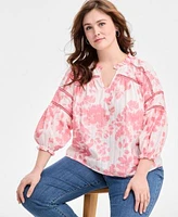 Style Co Plus Size Printed Top High Rise Straight Leg Jeans Exclusively At Macys