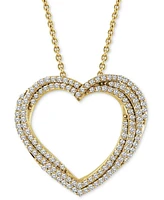 Diamond Multiple Heart Pendant Necklace (1/2 ct. t.w.) Sterling Silver or 14k Gold-Plated Silver, 16" + 2" extender