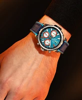 Bulova Men's Marine Star E1 Chronograph Blue Leather and Silicone Strap Watch 43mm