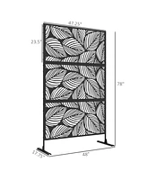 Outsunny Metal Privacy Screen 6.5' Outdoor Divider Leaf Motif