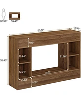 Tribesigns 55-Inch Wood Console Table for Living Room, Farmhouse Entryway Table with 4 Storage Cubes, Rustic Sofa Table Behind The Couch, Long Hallway