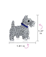 Bling Jewelry Large Statement Blue Crystal Westie Dog Brooche Pin Silver Tone 1.3 Inch