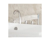 Casainc 3 Handles Deck Mounted Bathroom Tub Faucet Trim with Handshower