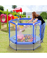 55'' Toddlers Trampoline with Safety Enclosure Net and Balls, Indoor Outdoor Mini for Kids