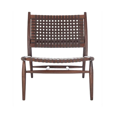 Soleil Leather Woven Accent Chair