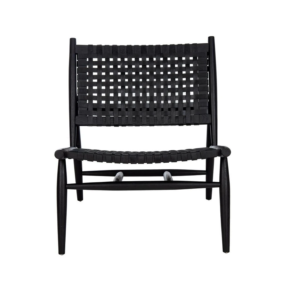 Soleil Leather Woven Accent Chair