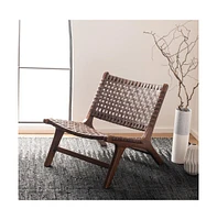 Luna Leather Woven Accent Chair