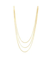 The Lovery Triple Strand Herringbone Necklace 14K Gold