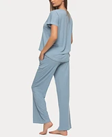 Felina Women's Lauren Linen Jersey Pullover and Lounge Pant Set