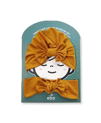 Earth Baby Outfitters Baby Girls 2-Piece Bow Hat and Headband Set