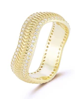 Rachel Zoe 14K Gold Plated Sterling Silver Ribbed Wave Band Ring