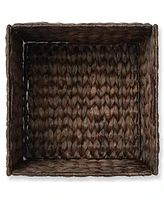 Casafield 13" x 13" Water Hyacinth Storage Baskets, Espresso