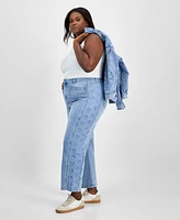 And Now This Trendy Plus High-Rise Wide-Leg Cutwork Jeans, Exclusively at Macy's