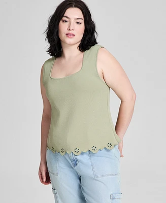 And Now This Trendy Plus Scalloped-Hem Tank Top, Exclusively at Macy's