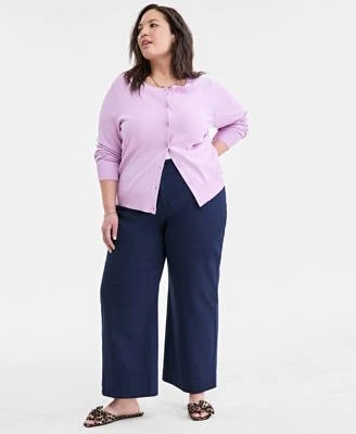 On 34th Trendy Plus Size Cardigan Cropped Wide Leg Chino Pants Exclusively At Macys
