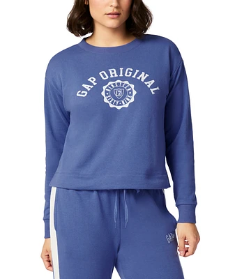 Gap Women's French Terry Crewneck Logo Pajama Top - Exclusively at Macy's