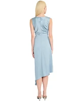 Luxely Women's Ruched Asymmetrical Midi Dress