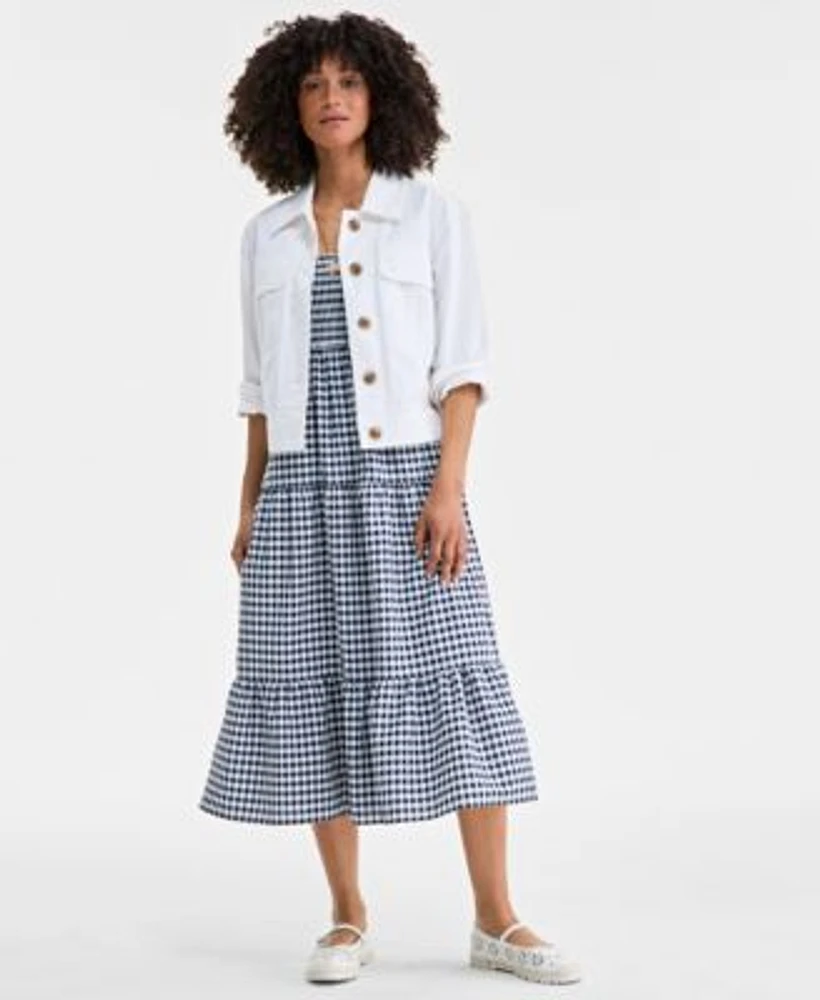 On 34th Womens Relaxed Utility Jacket Printed Tiered Scoop Neck Tank Dress Gold Tone 2 Pc. Set Imitation Pearl Hoop Stud Earrings Gold Tone Crystal Heart Two Row Pendant Necklace Cassiee Espadrille Flats Exclusively At Macys