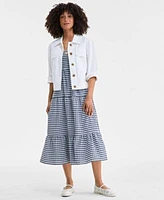 On 34th Womens Relaxed Utility Jacket Printed Tiered Scoop Neck Tank Dress Gold Tone 2 Pc. Set Imitation Pearl Hoop Stud Earrings Gold Tone Crystal Heart Two Row Pendant Necklace Cassiee Espadrille Flats Exclusively At Macys