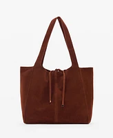 Mango Women's Suede Leather Shopper Bag