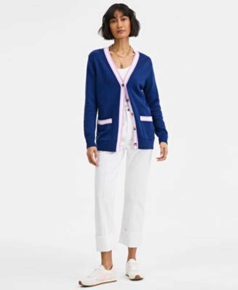 On 34th Womens Tipped Cardigan Tank Straight Leg Jeans Exclusively At Macys