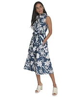 Calvin Klein Women's Printed Cotton Button-Front Dress